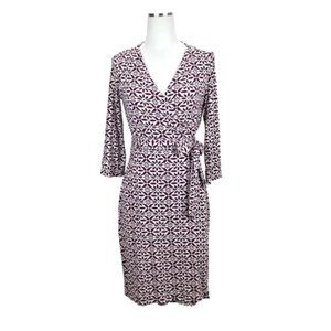 3/$10 Diane von Furstenberg Women's Dress Size S Wrap Dress, Plum Floral Print